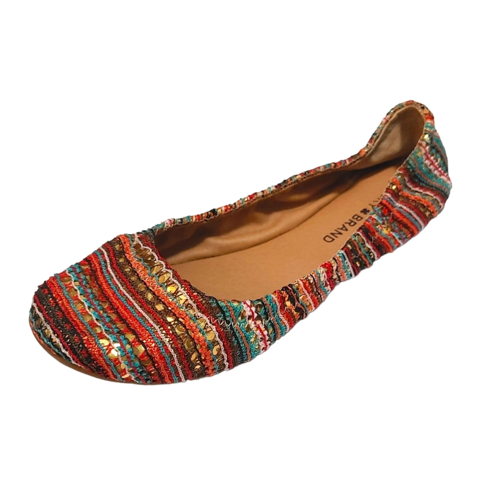 Lucky Brand Colorful Striped Sequin Emmie Ballet Flats Women's Size 8